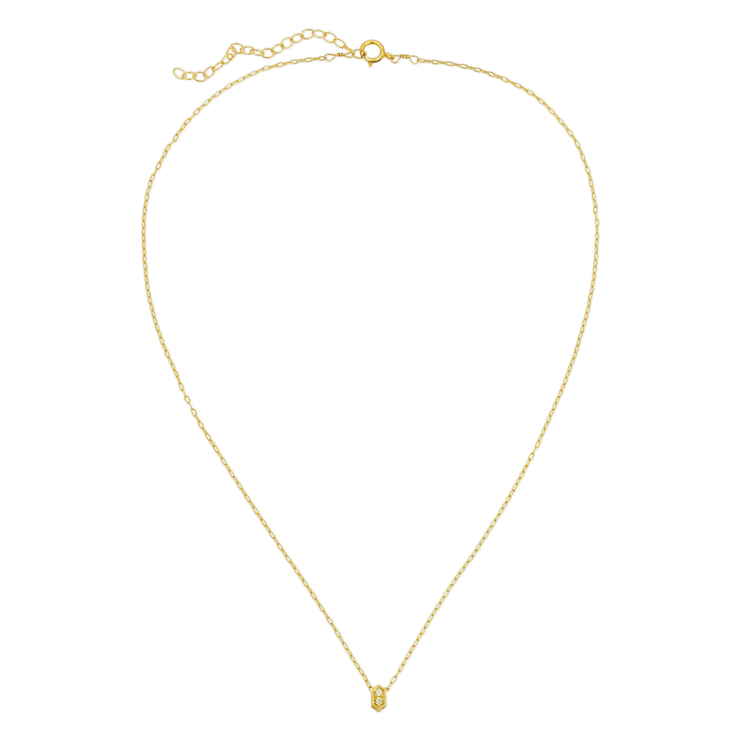 Gold CZ Charm Necklace