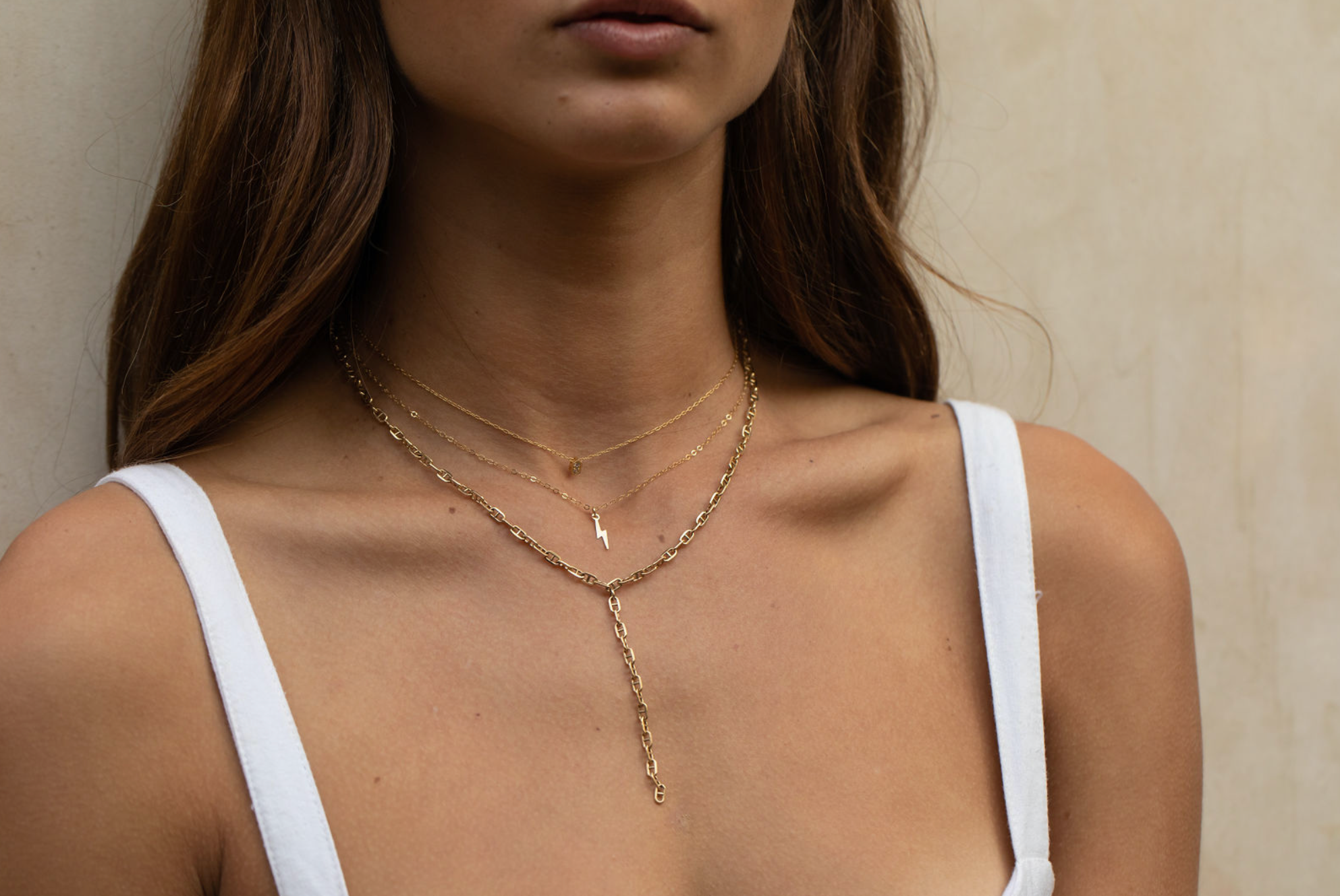 Gold CZ Charm Necklace